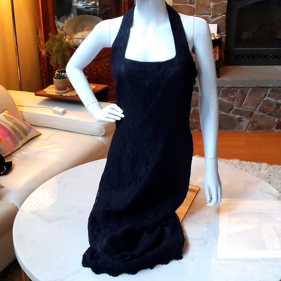 Liz Claiborne Dresses & Skirts - Liz Claiborne petite collection black lace halter midi dress size 8P